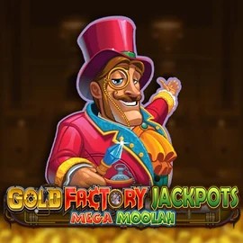 Gold Factory Jackpots Mega Moolah logo by Aurum Signature Studios at Bruce Bet Casino